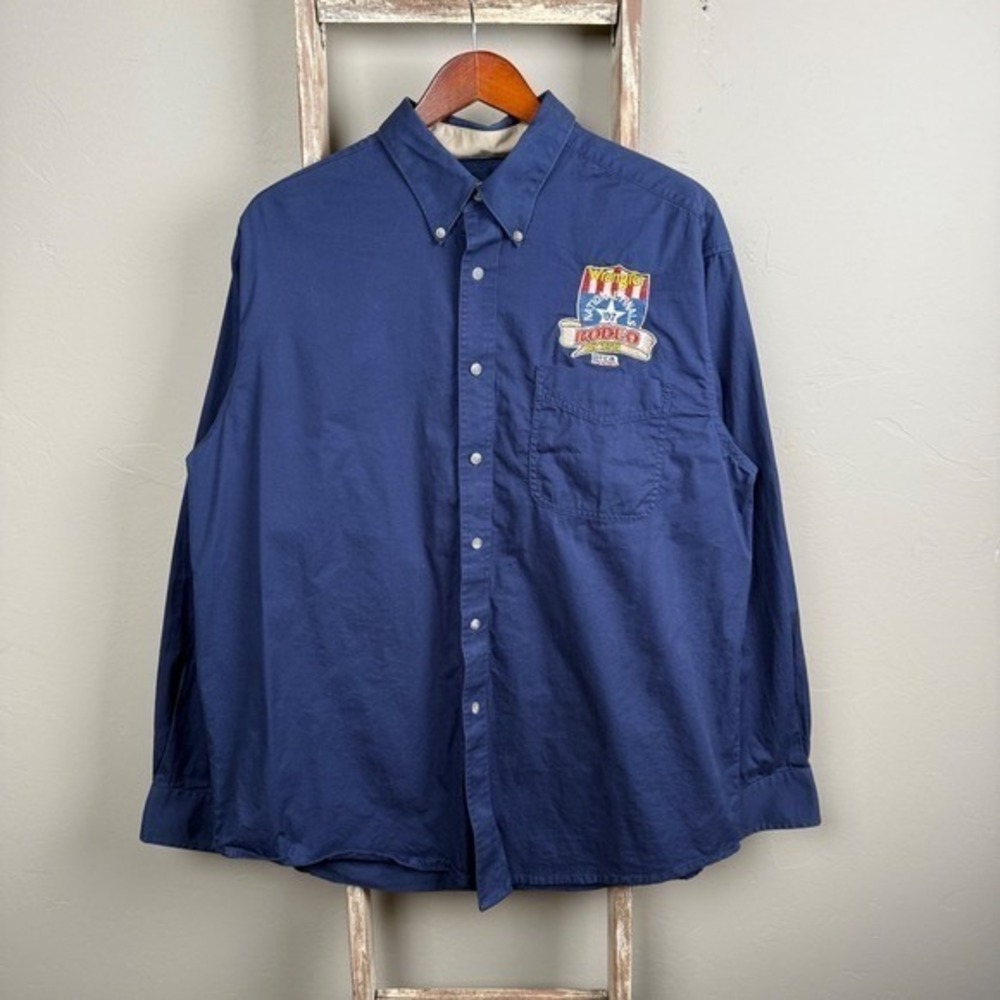 Wrangler 2007 National Finals Rodeo Las Vegas Blue‎ Longsleeve Button Shirt XL